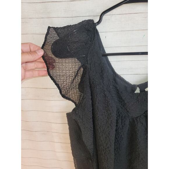 MAEVE FLUTTER RUFFLE CRINKLE SHEER IN BLACK, SZ 10P - Picture 2 of 13